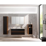 Тумба VITRA METROPOLE 80 см с раковиной INFINIT из искусственного камня, c 2-мя ящиками, цвет сливовое дерево, фасад черное акриловое стекло 58181